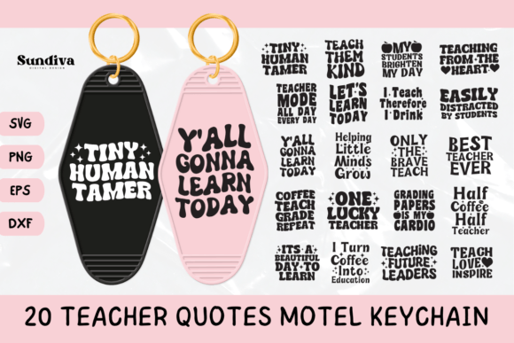 20 Teacher Sayings Motel Keychain SVG