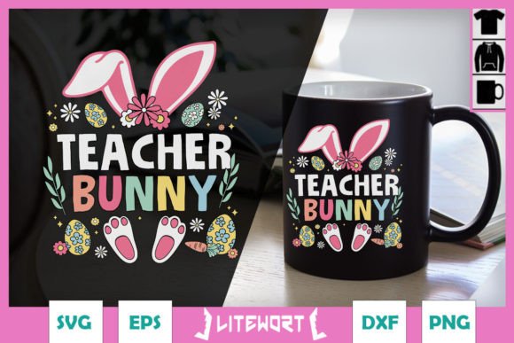 Cute Teacher Bunny Ears Paws Easter SVG