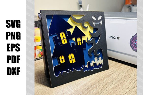Halloween Castle Scene Shadow Box SVG