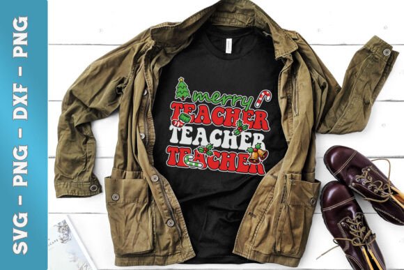 Merry Teacher Xmas Retro SVG: A Vibrant Graphic Design Asset for Content Creators