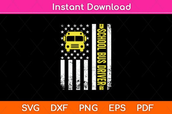 School Bus Driver American Flag Graphics for Crafts & Web Design