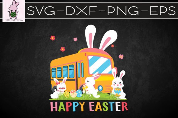 School Bus Happy Easter SVG