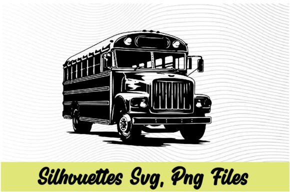 School Bus Silhouette PNG, SVG B12: Graphics for Crafts