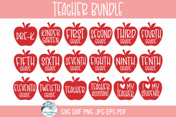 Teacher Apple Class Names SVG Bundle