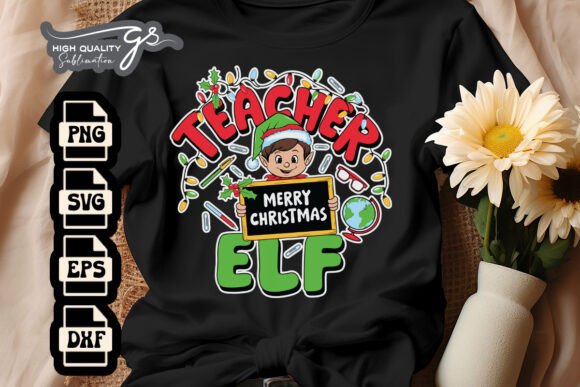 Teacher Elf Merry Xmas SVG Graphics for Crafts